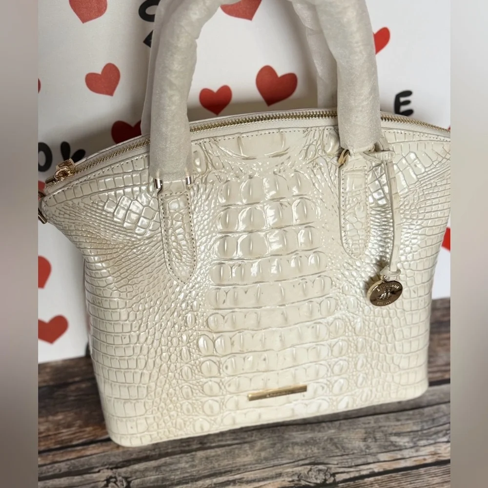 FIRM Brahmin COCONUT MILK Medium Duxbury White HTF Creamy Off White NWT